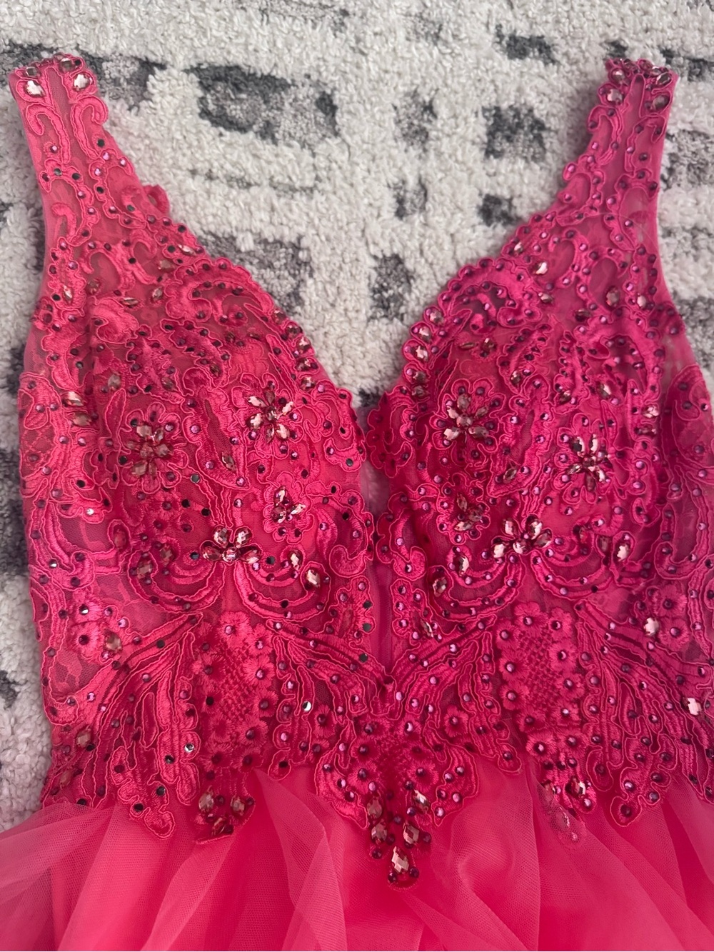Ellie Wilde Pink Embellished High-Low Prom Dress - Picture 4 of 6